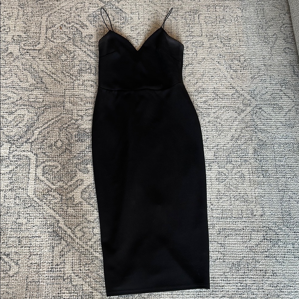 ASOS Black Sheath Midi Dress with Sweetheart Neckline